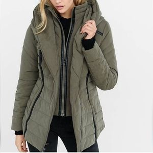 Express Hooded (MINUS THE) Leather Trim Puffer Coat